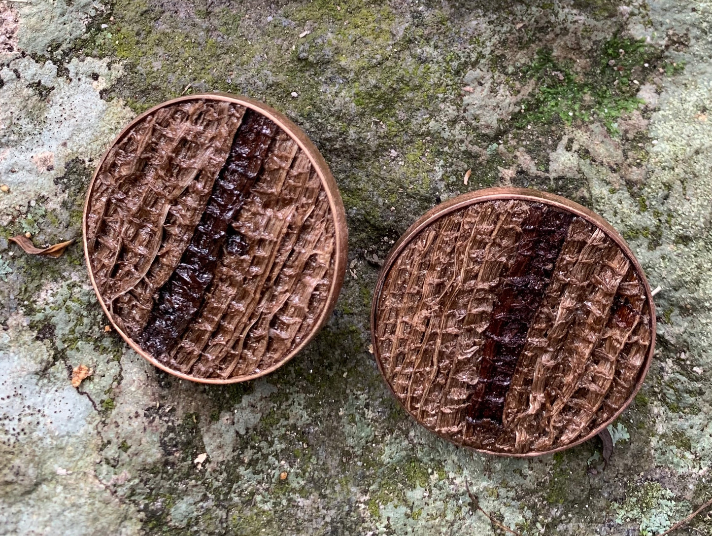 Bubbles,, brincos de bananeira, prata ou cobre banhado ouro rosa- Joias sustentáveis