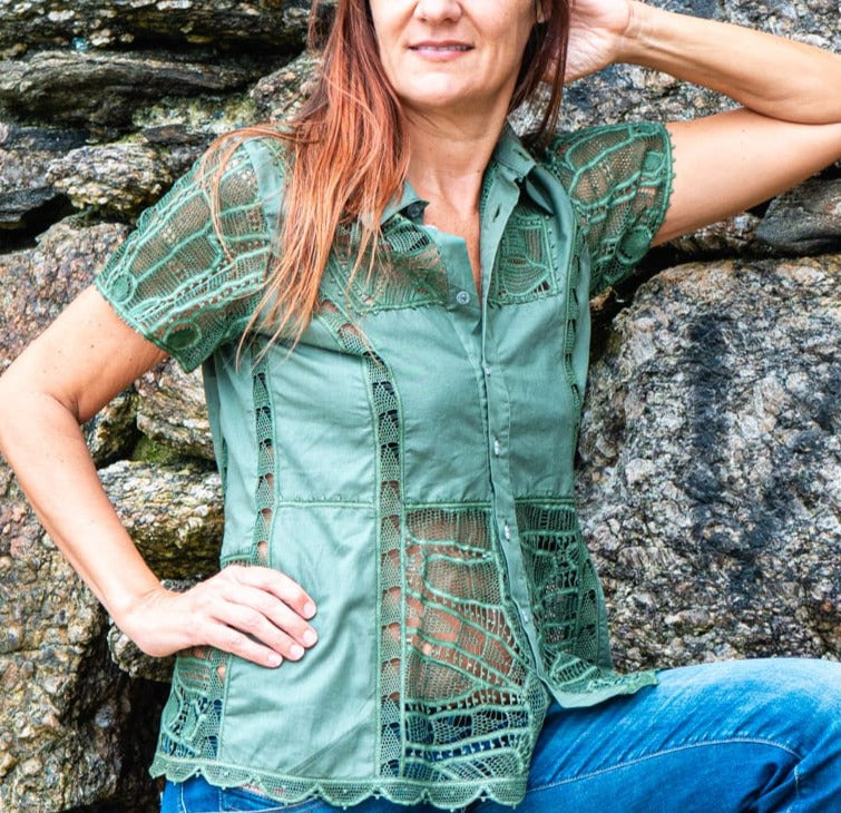 Daphe, blusa de renda renascencia