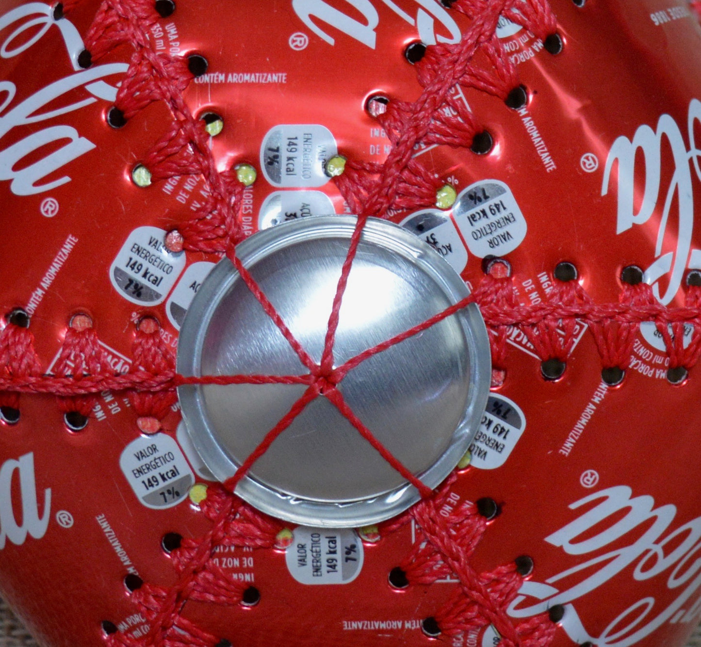 Upcycled glue, recycled cans hat