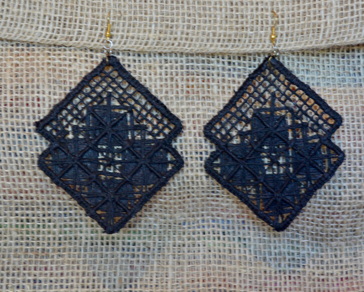 Spider, embroidered earrings