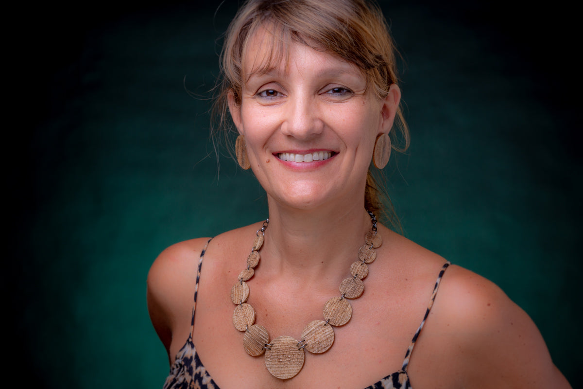 Buttons, sustainable banana earrings