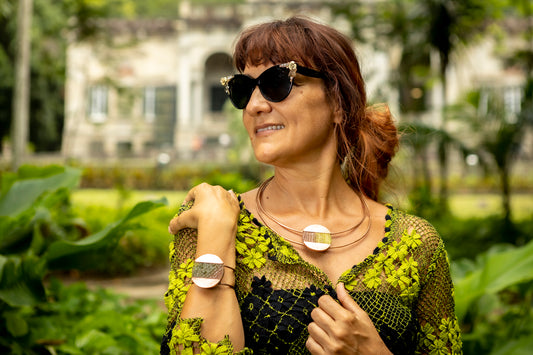 Afrodite, banana fibre and copper necklace