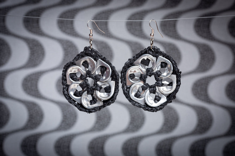 Flowers, recycled tin earrings