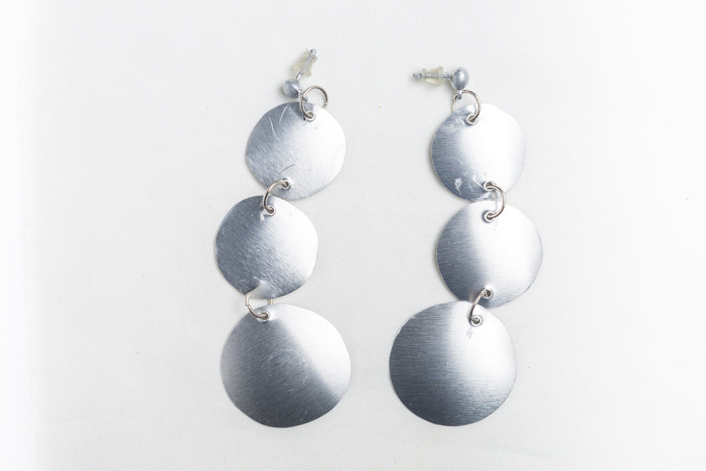 Revolution, recycled tin earrings