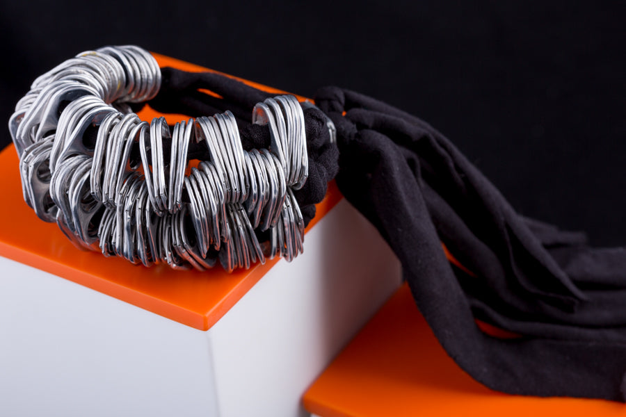 recycled soda pop tops and lycra bracelet