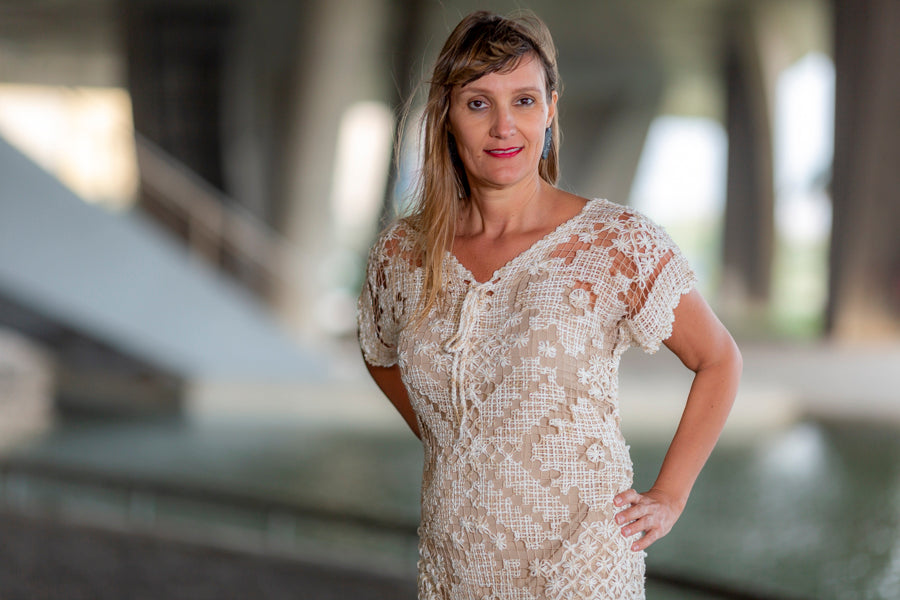 filé embroidery dress