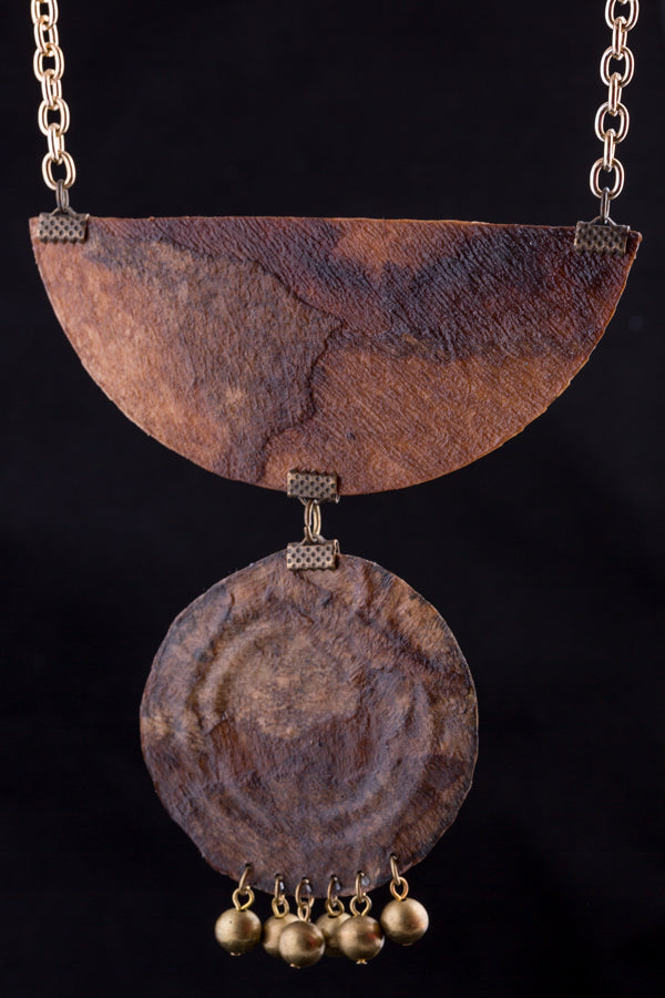 necklace made of recycled materials and coffee filter