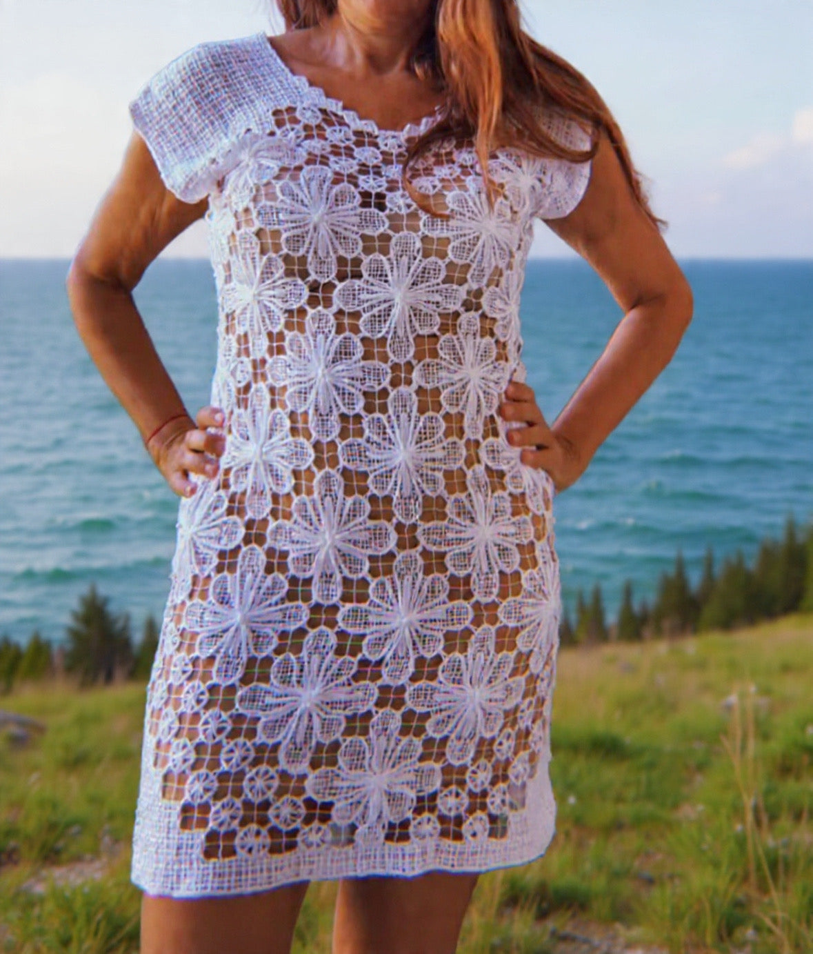 Ice, Hand Made Filet Embroidery Dress