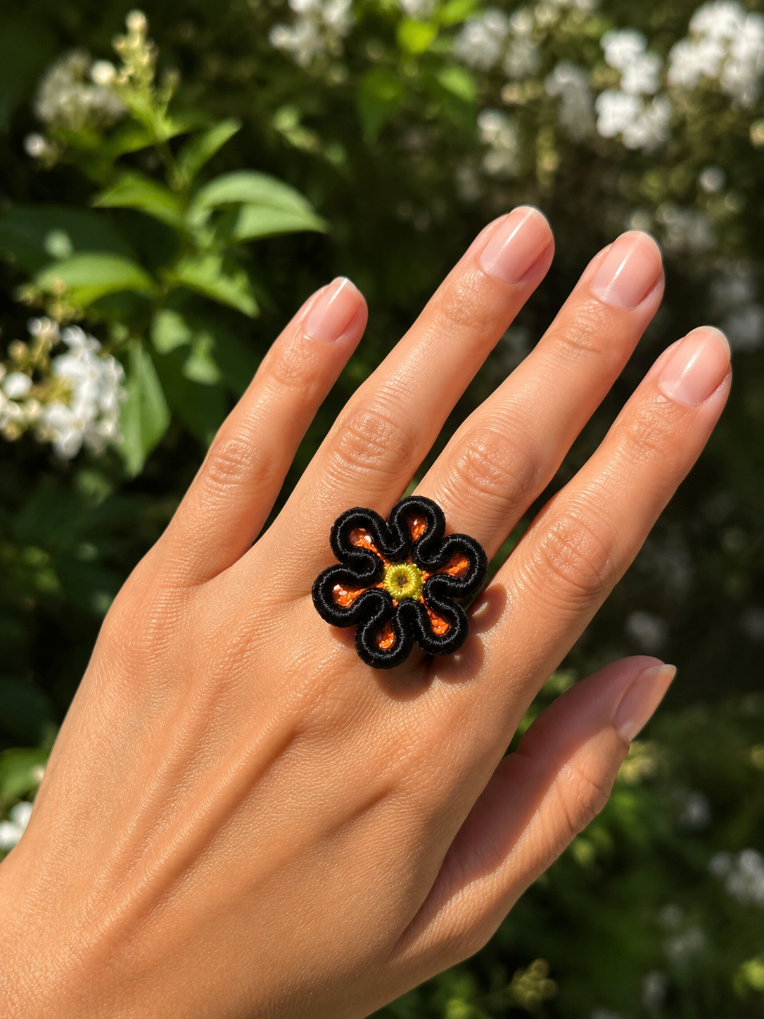 Flor de Renda, anel ajustavel de renda irlandesa