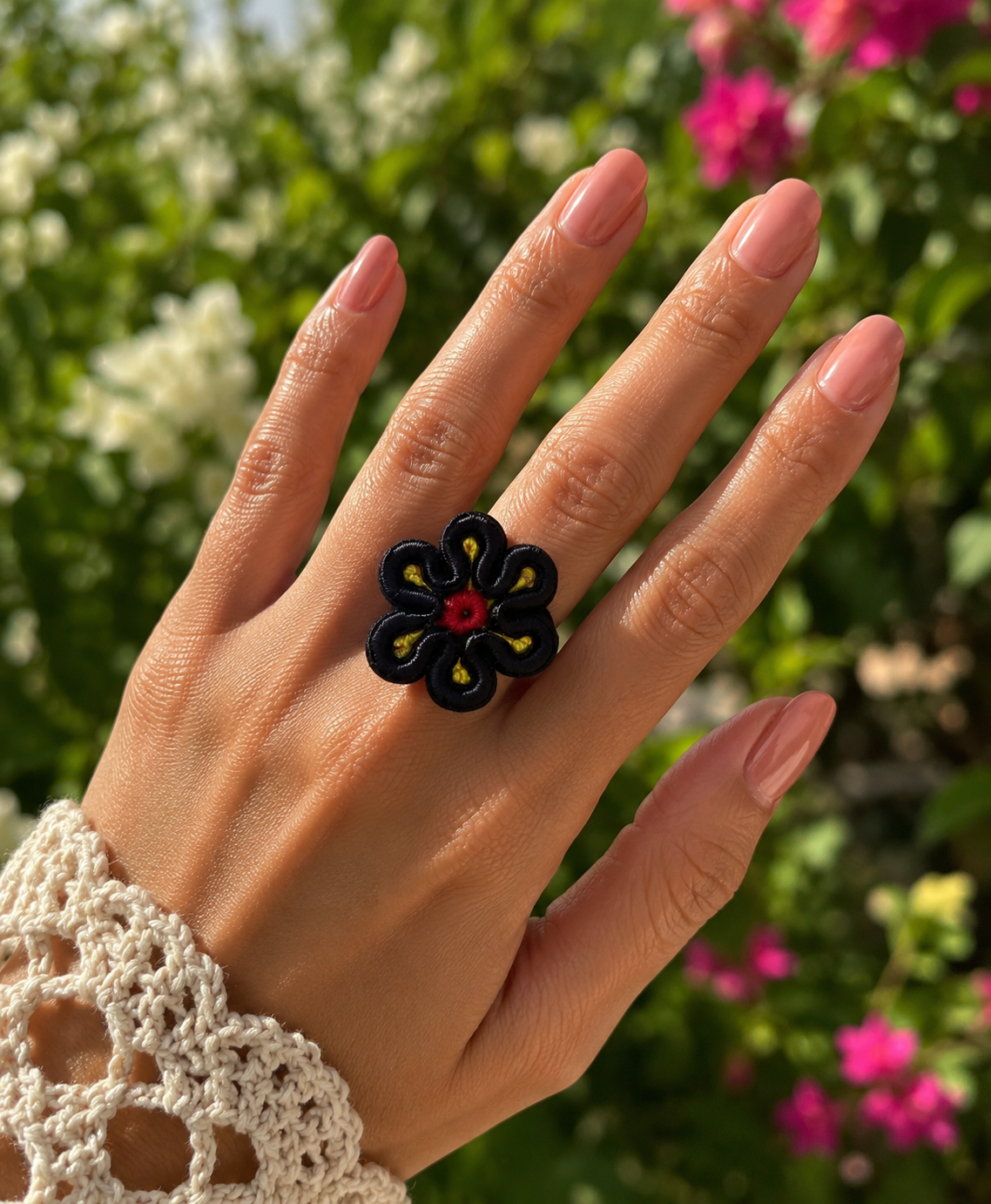 Flor de Renda, anel ajustavel de renda irlandesa