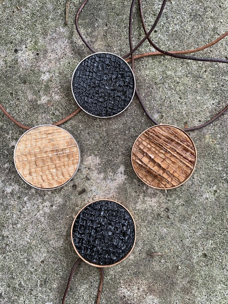 Bubbles, pingente de bananeira e prata ou cobre banhado em ouro rosa - Joias sustentáveis