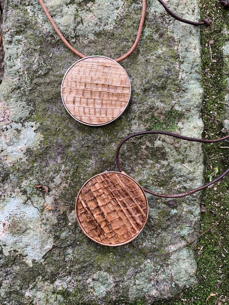 Bubbles, pingente de bananeira e prata ou cobre banhado em ouro rosa - Joias sustentáveis