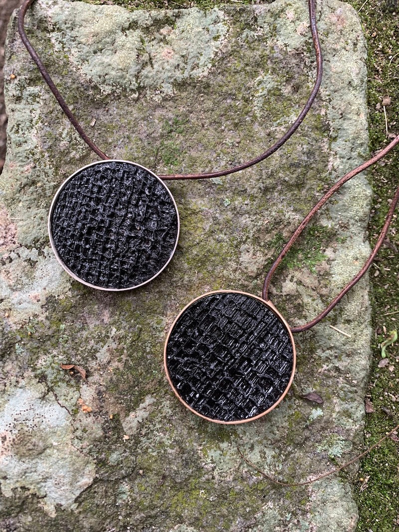 Bubbles, pingente de bananeira e prata ou cobre banhado em ouro rosa - Joias sustentáveis