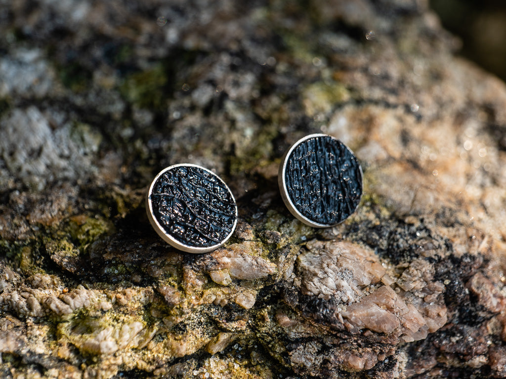 Mini Bubbles, brincos em cobre banhado ouro rosa ou prata e bananeira- Joias sustentáveis