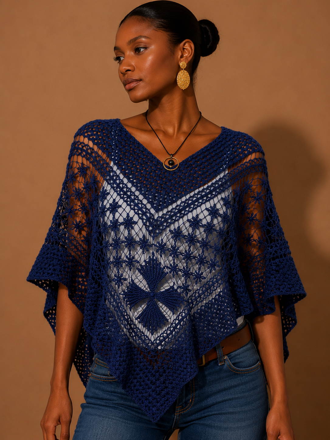 Garden bliss, embroidery fillet poncho 