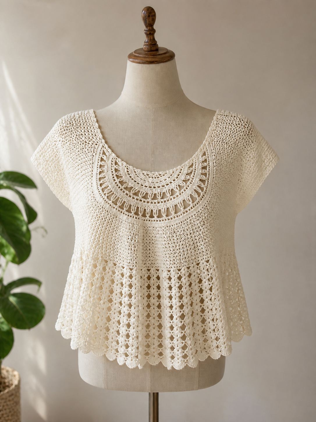 Aurora, blusa de croche de algodao
