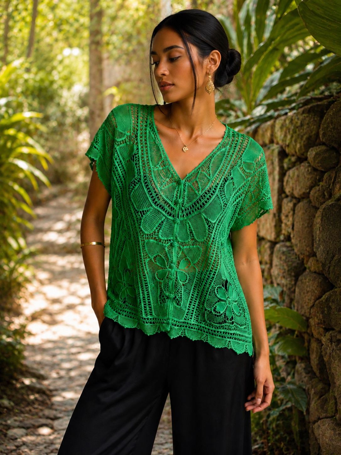 Blusa Vereda — Renda Renascença | Peça Única- Coleção Jalapão