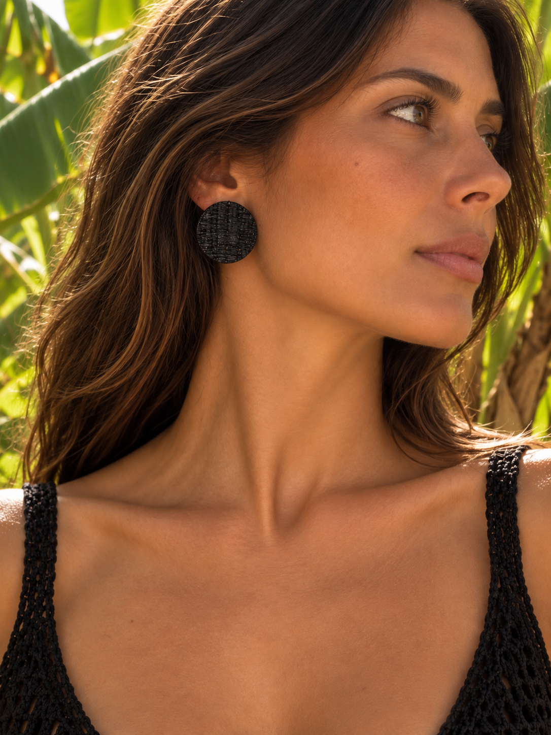 Buttons, sustainable banana earrings