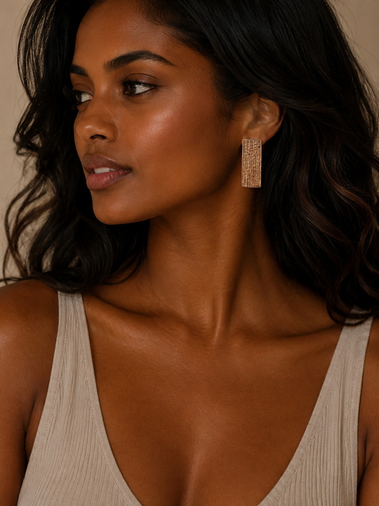 Frame, banana tree earrings and 925% silver - sustainable jewelry 