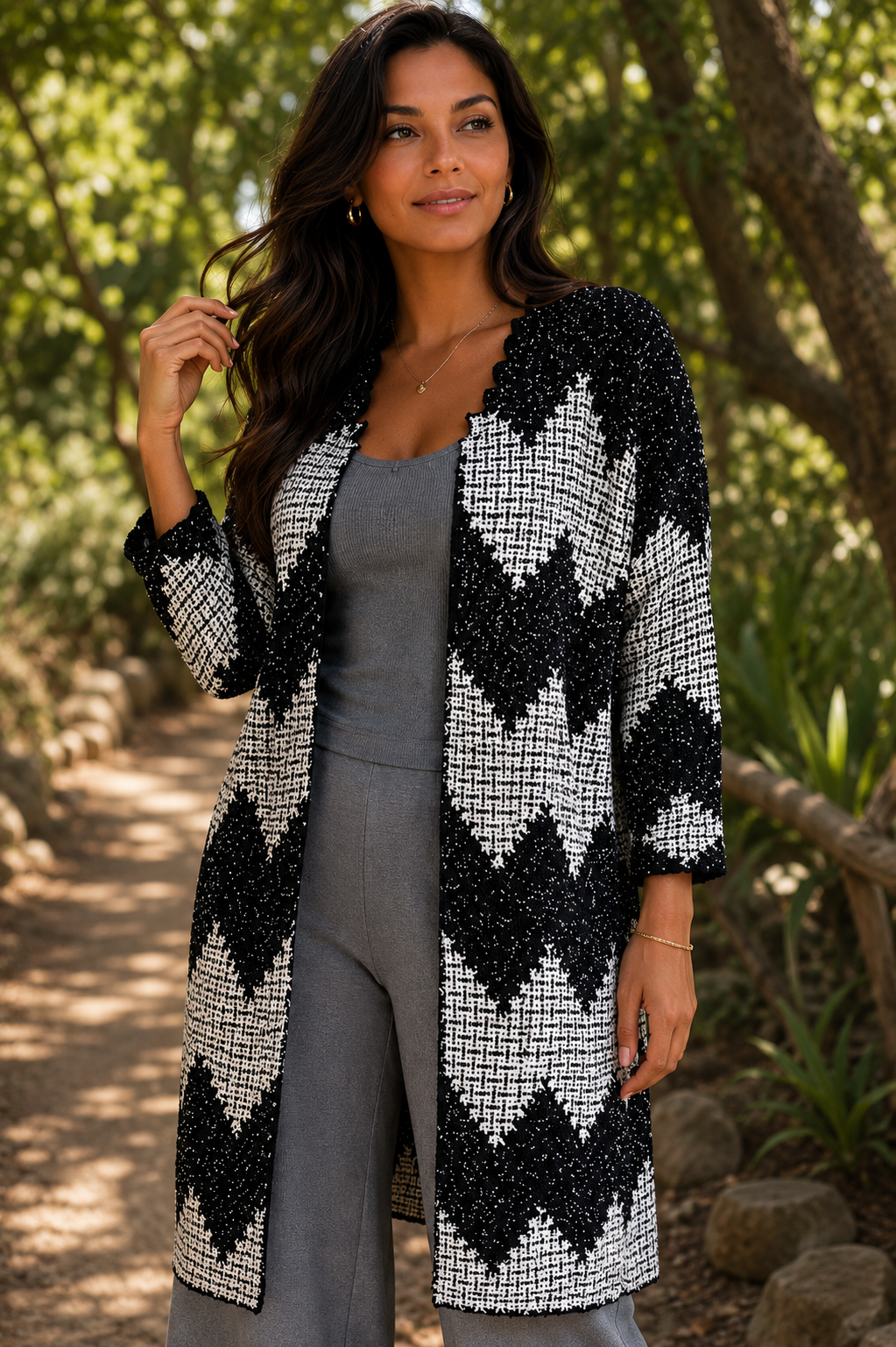 Zig zag, embroidery fillet coat 