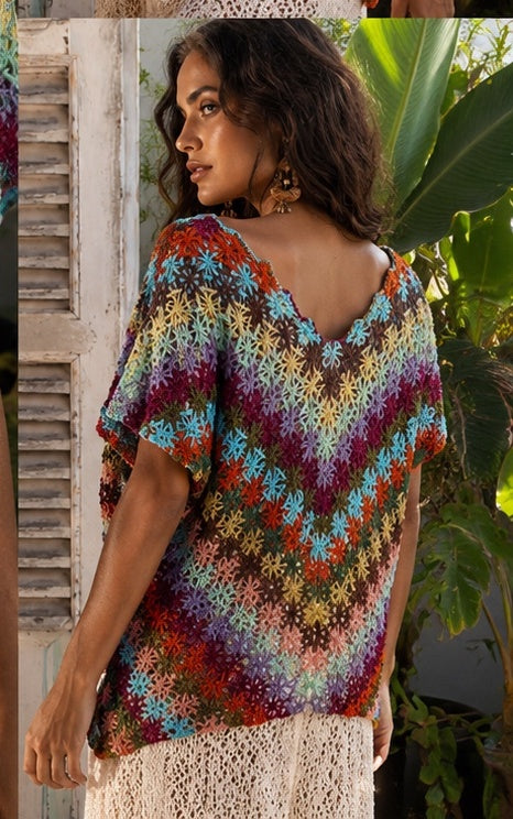 Blusa Mosaico — Bordado Filé Artesanal | Coleção Abrolhos