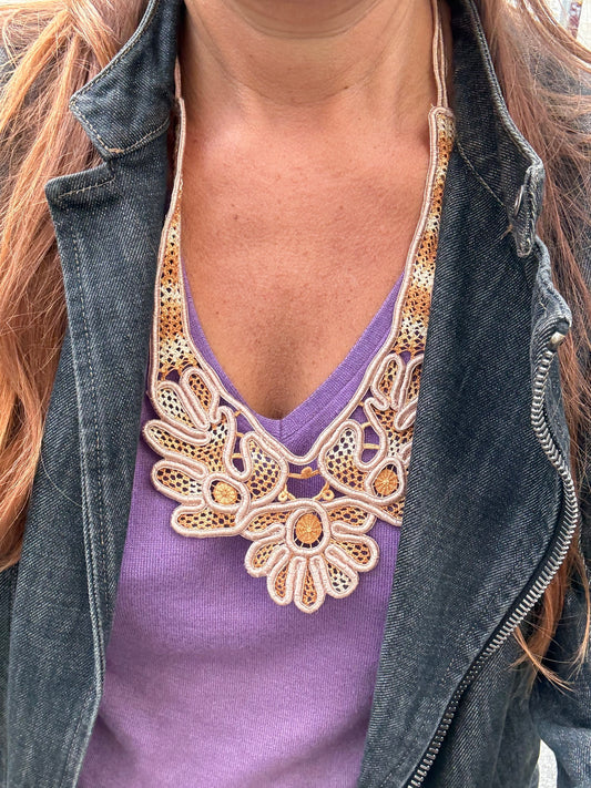 Baroque,colar de renda irlandesa