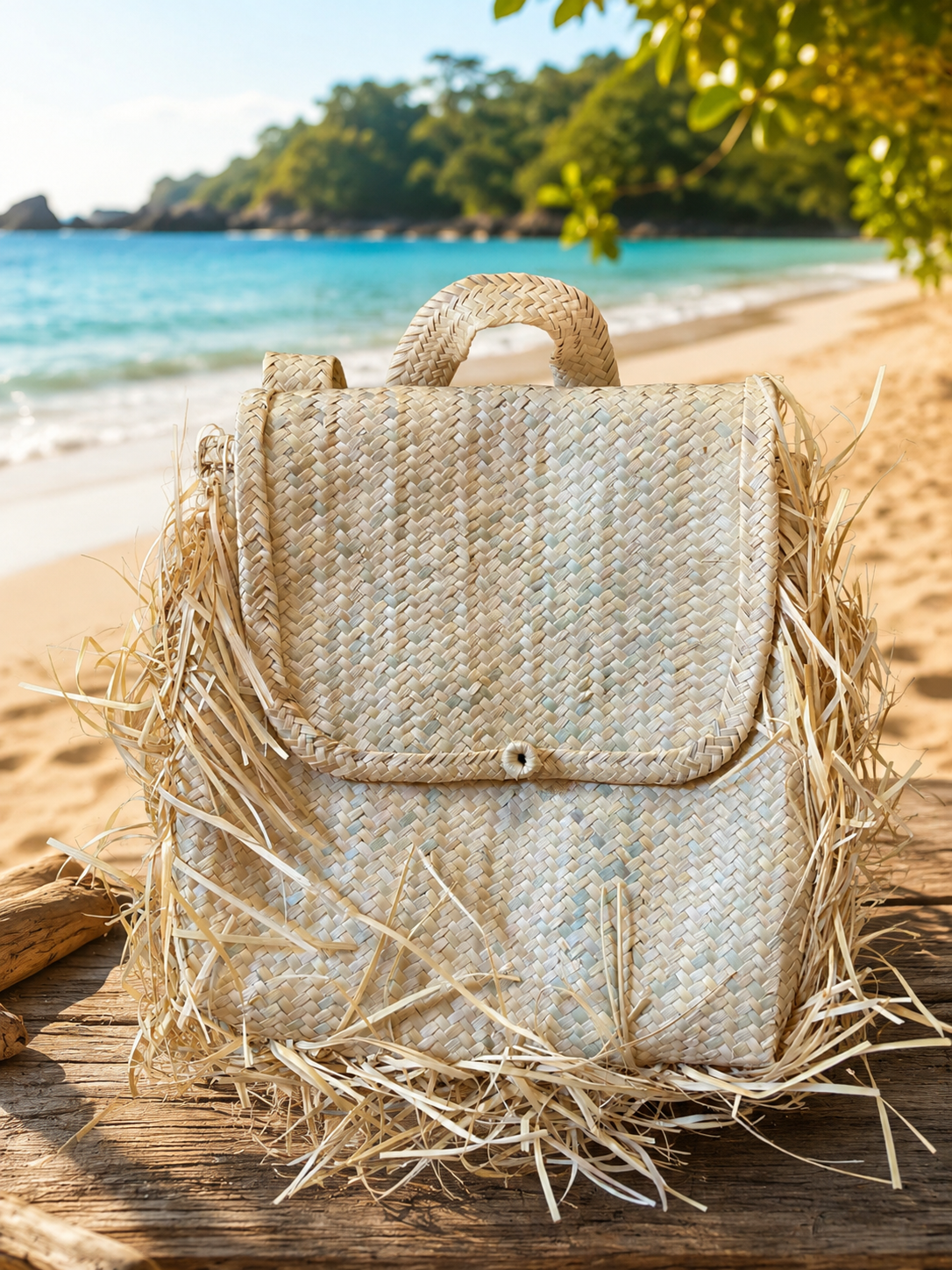 Mochila Fragata de Palha com Franjas — EIRA