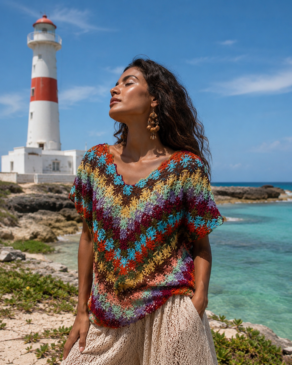 Blusa Mosaico — Bordado Filé Artesanal | Coleção Abrolhos