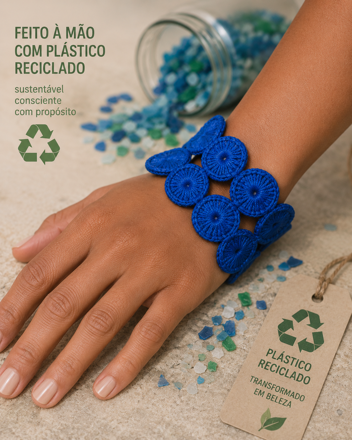 Magica, bracelet made from recycled bottle caps
