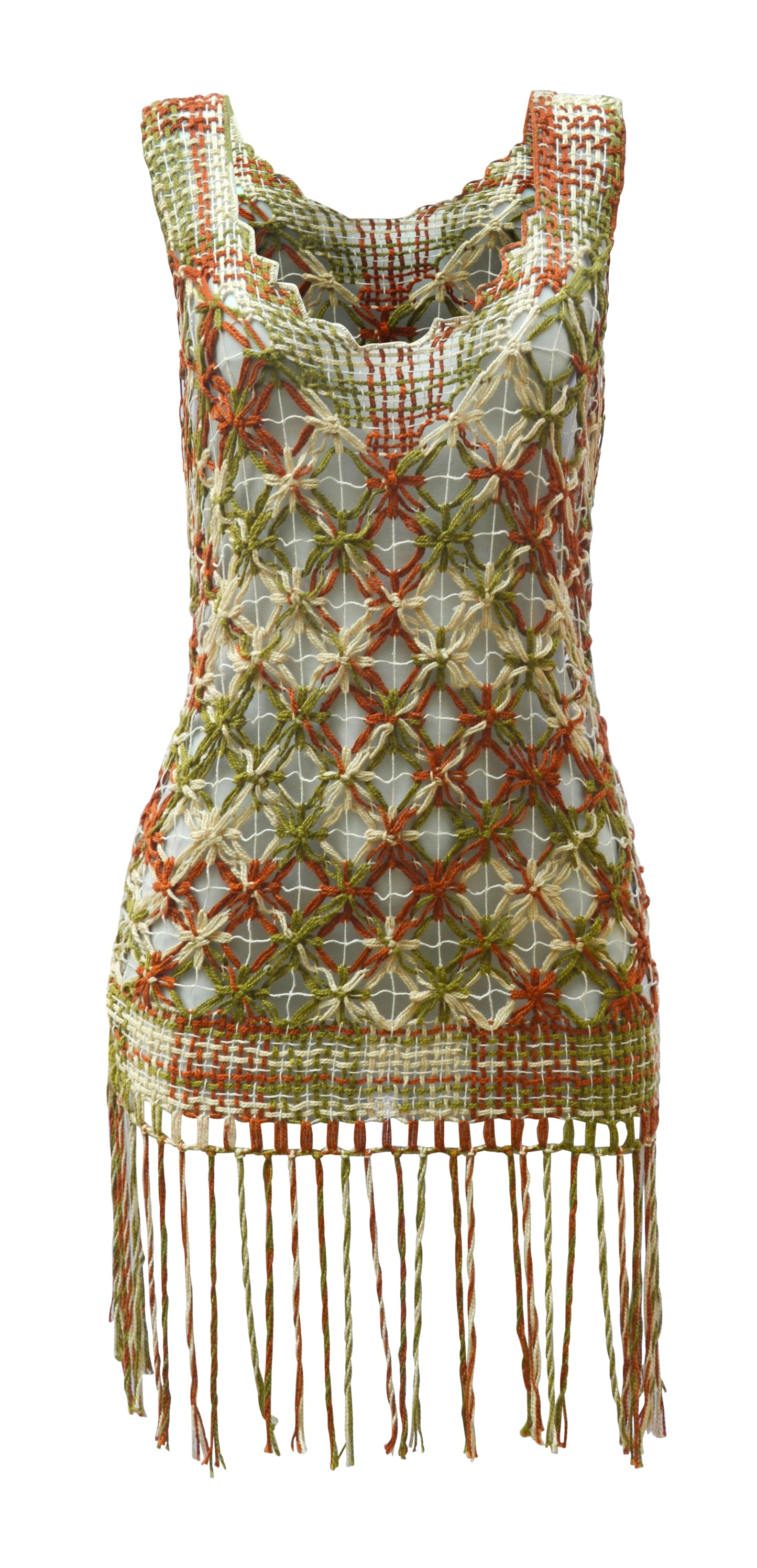 Ianna, Hand-made Filet Embroidery Beach Cover-up