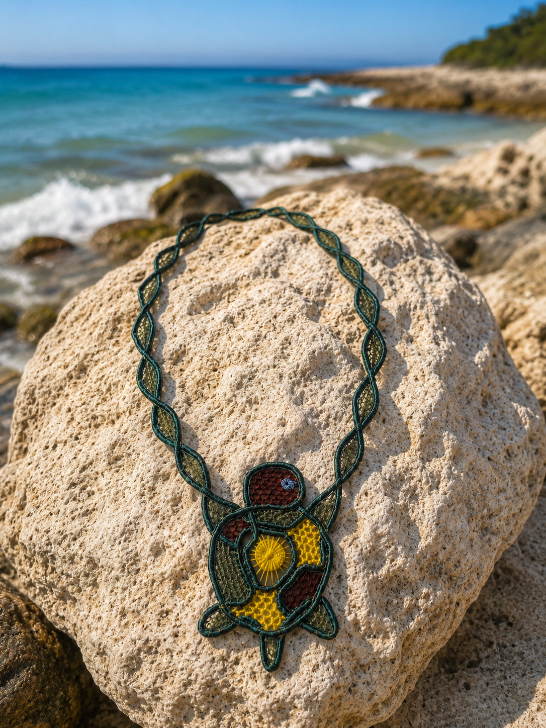 Colar Tartaruga de Abrolhos – Renda Artesanal