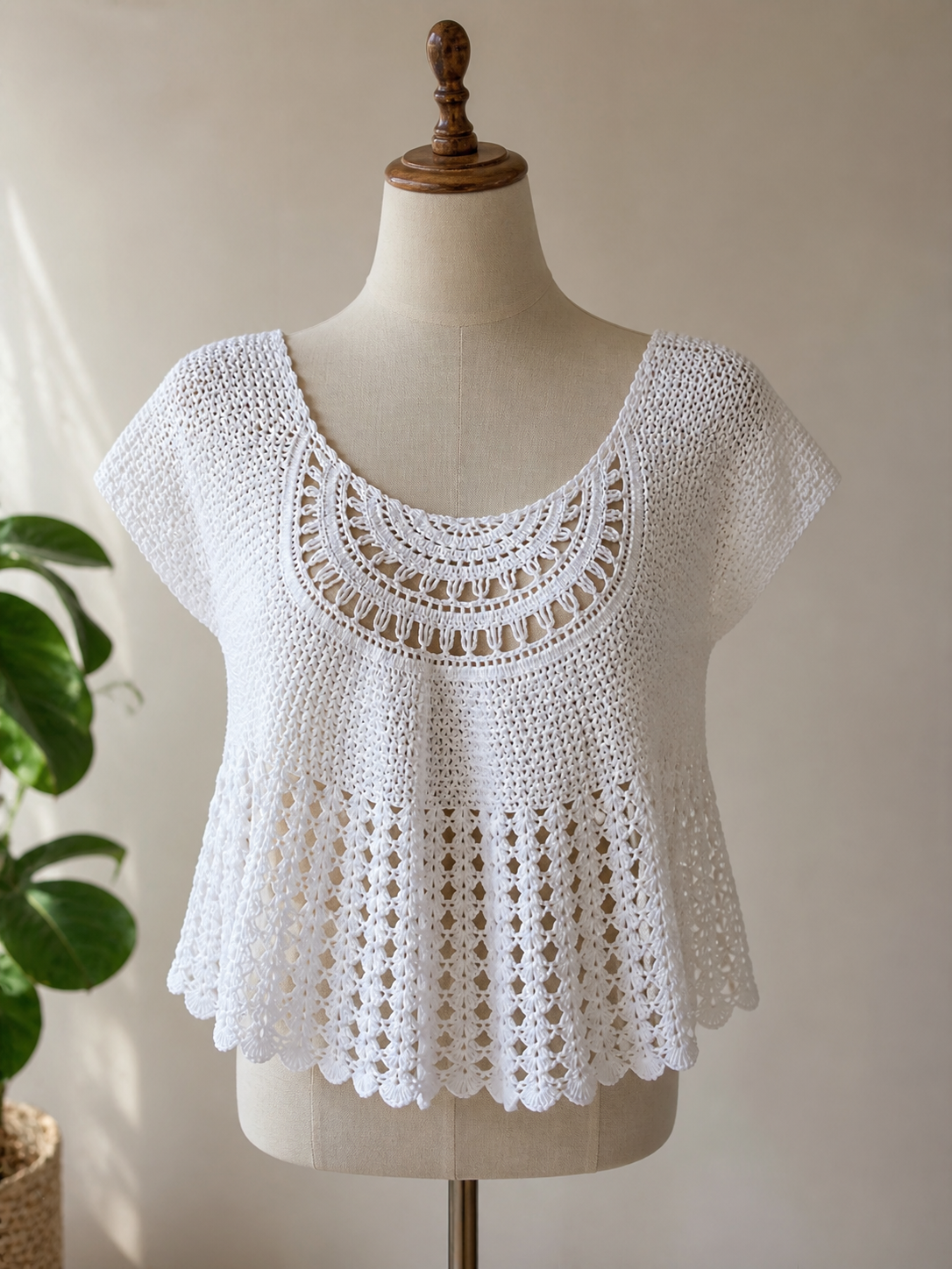 Aurora, blusa de croche de algodao