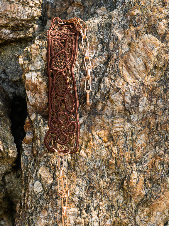 Noblesse, Irish lace and rose golden plated copper choker