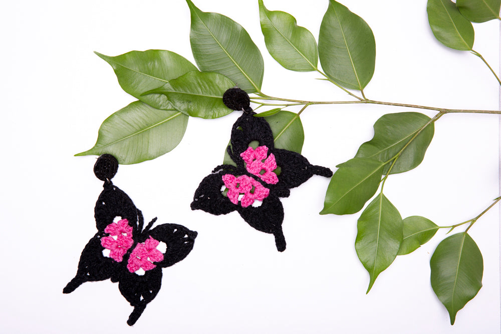 brincos borboleta de bananeira