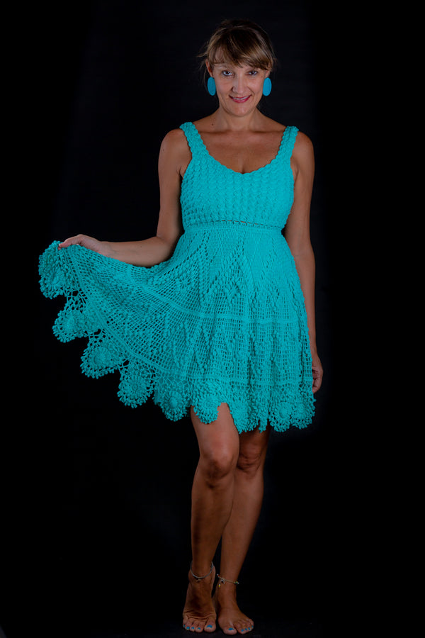 Lagoon, turquoise  crochet dress
