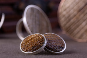 sustainable earrings with recycled materials and banana fibre and silver 
