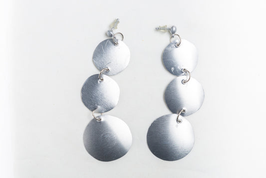 Revolution, recycled tin earrings