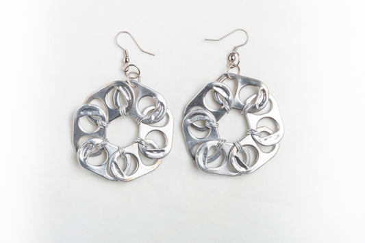 Flowers, recycled tin earrings