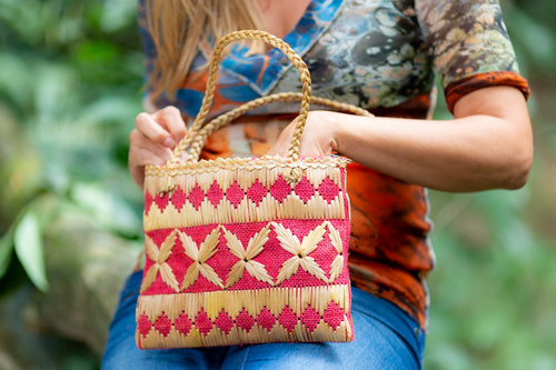 embroidery reed over  jute handbag
