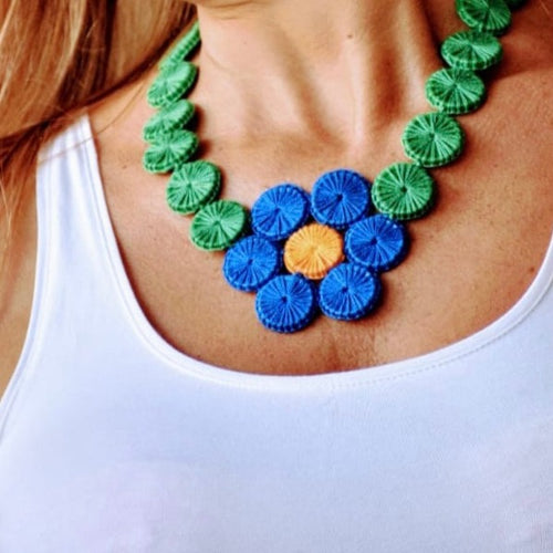 Upcycled flower,necklace