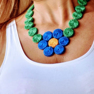 Upcycled flower,necklace